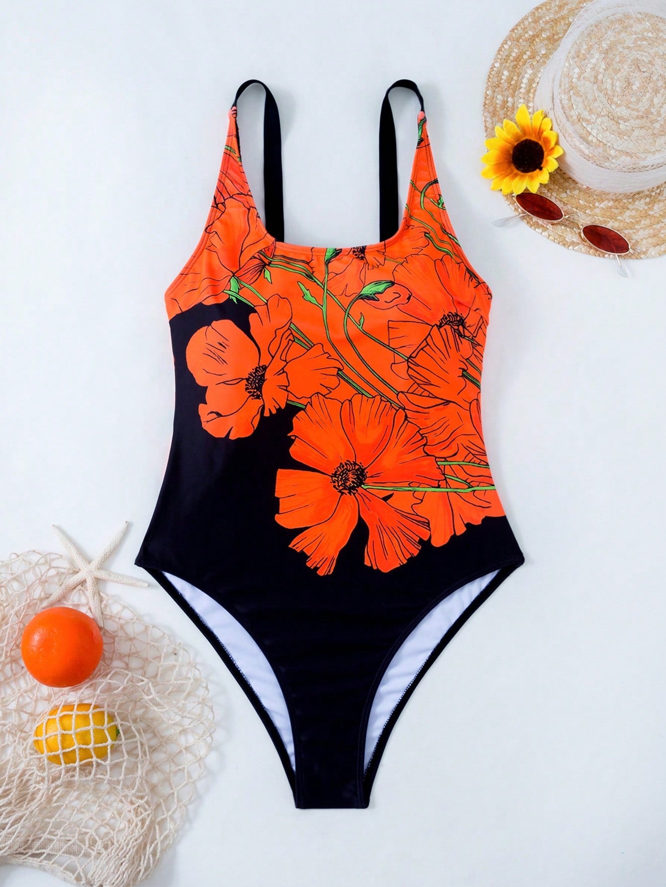 Maiô Floral de Uma Peça para Verão e Praia