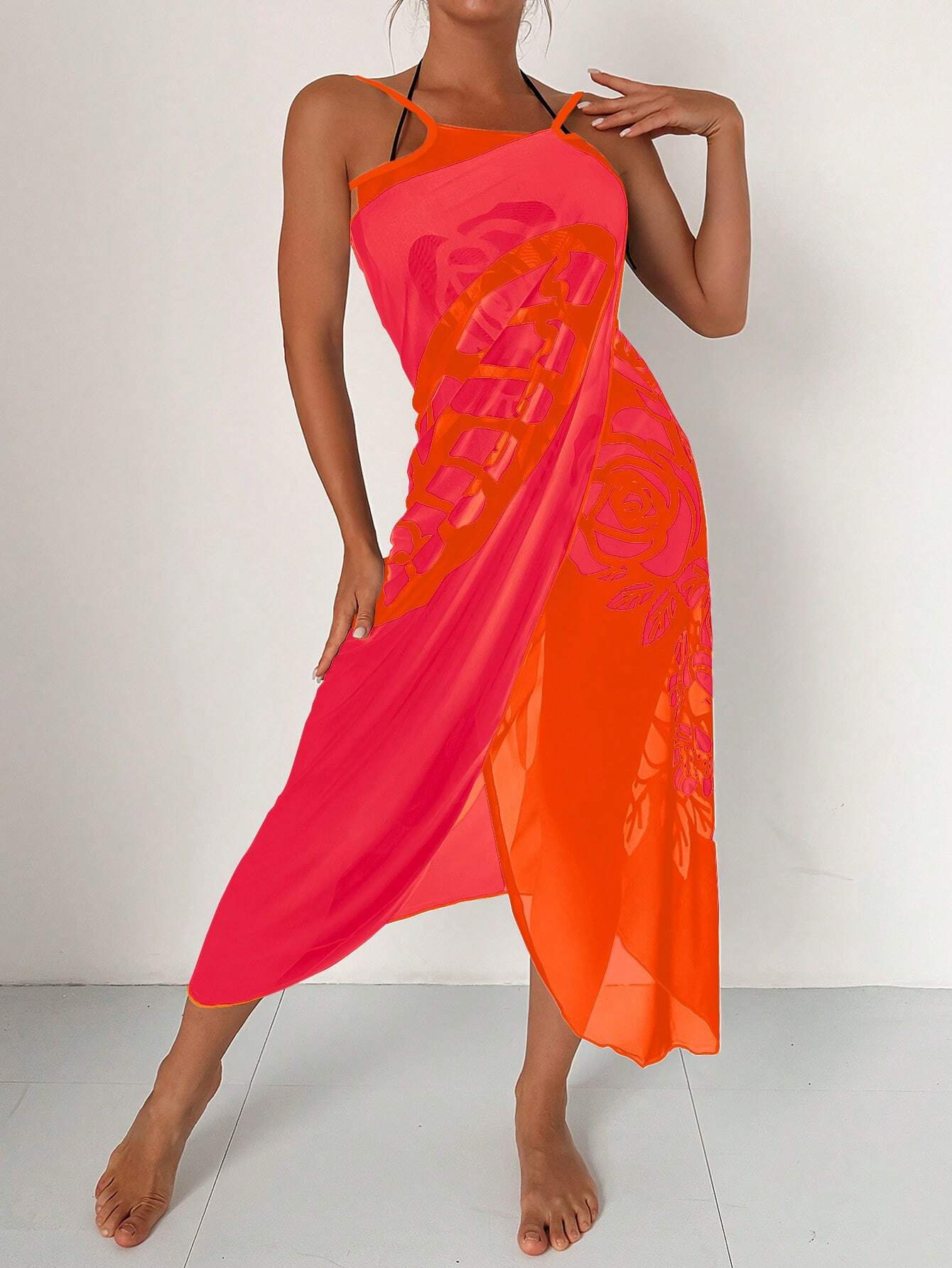 Saída de Praia com Estampa de Borboleta e Flores