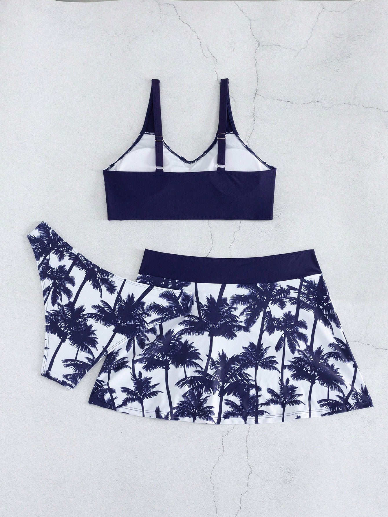Conjunto de Biquíni Feminino de 3 Peças Tie-Dye Tropical