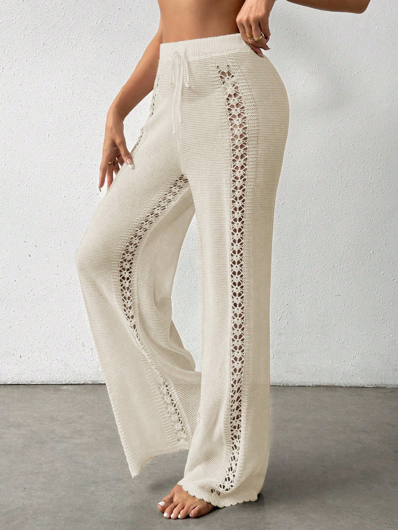 Calça Saída de Praia Crochê Tricotada M