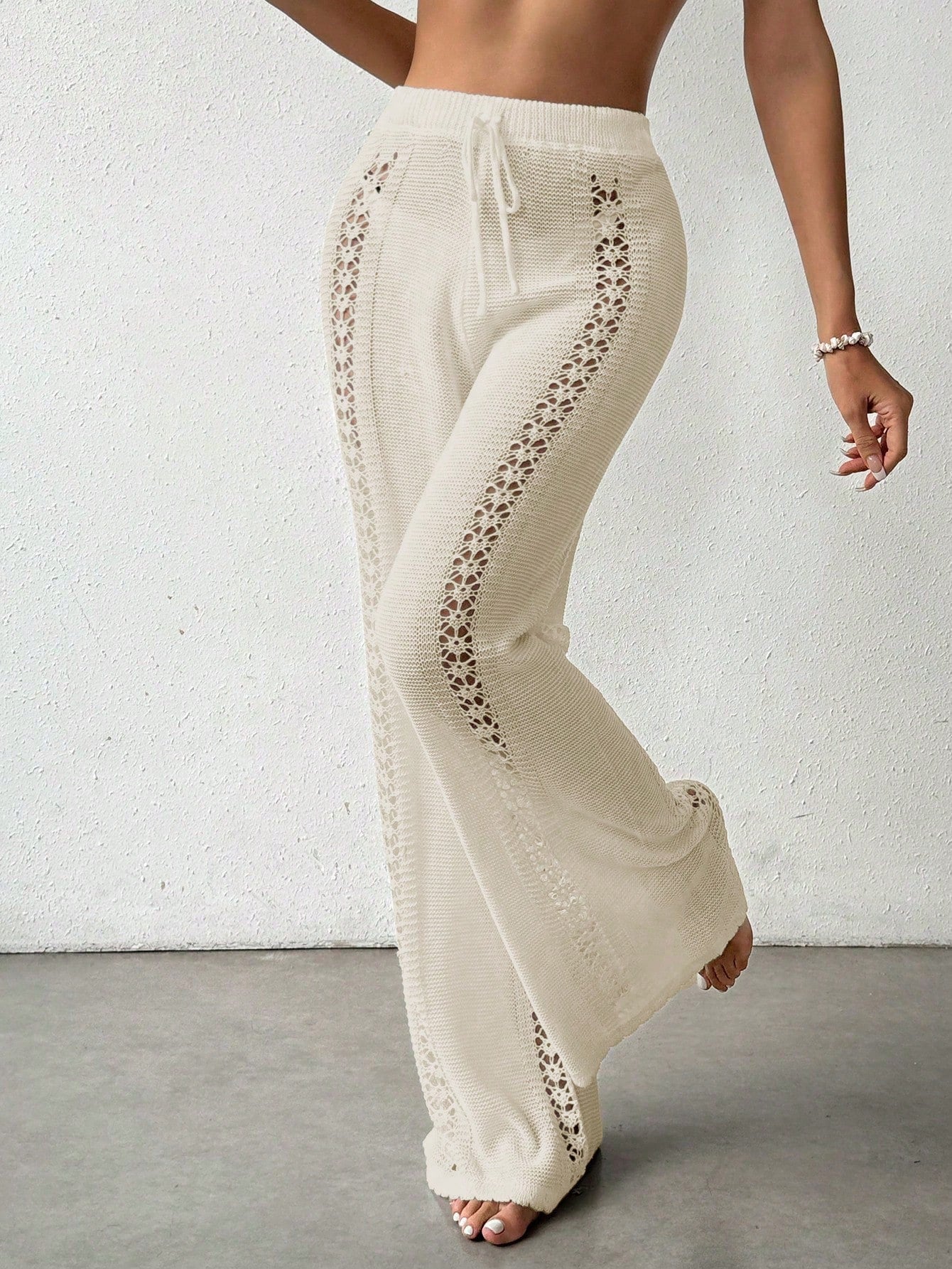 Calça Saída de Praia Crochê Tricotada M