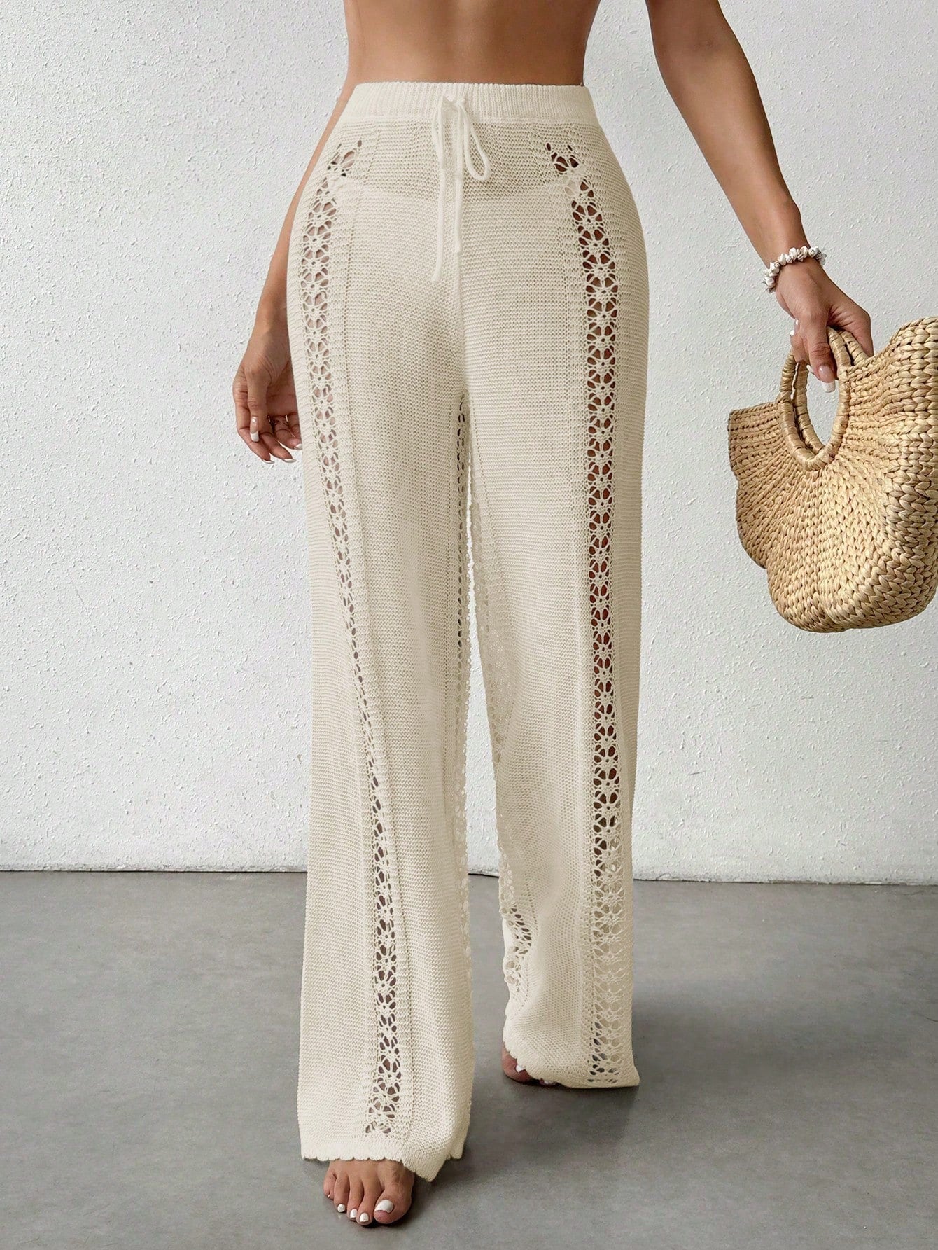 Calça Saída de Praia Crochê Tricotada M