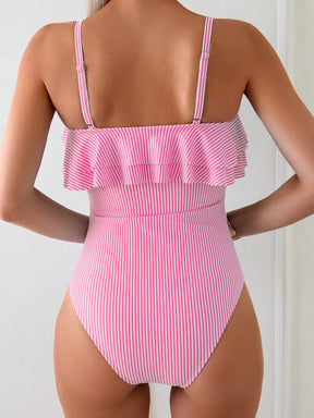 Maiô Casual Listrado Com Babado