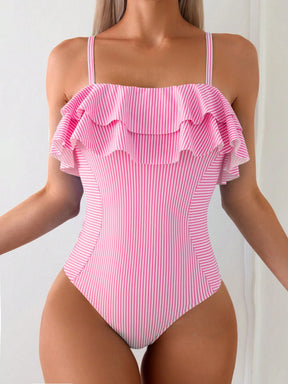 Maiô Casual Listrado Com Babado