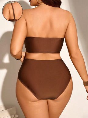 Biquíni Casual Plus Size Listrado G3