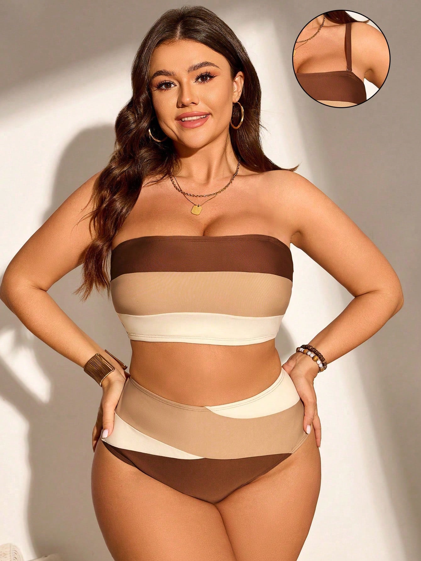 Biquíni Casual Plus Size Listrado G3
