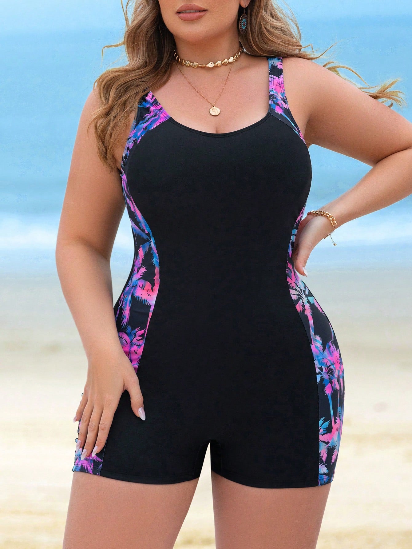 Maiô Hidroginástica Short Plus Size Camille