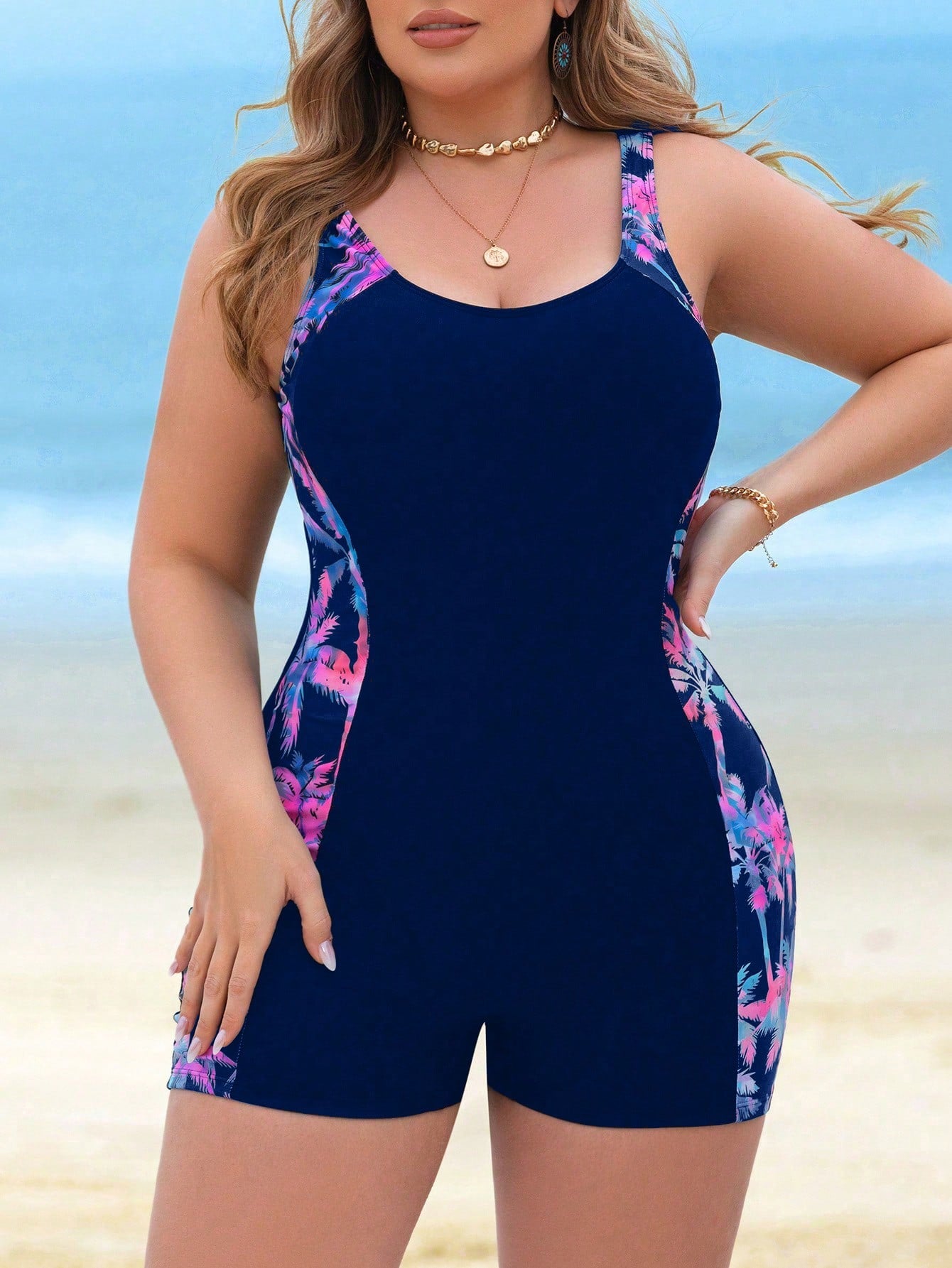 Maiô Hidroginástica Short Plus Size Camille