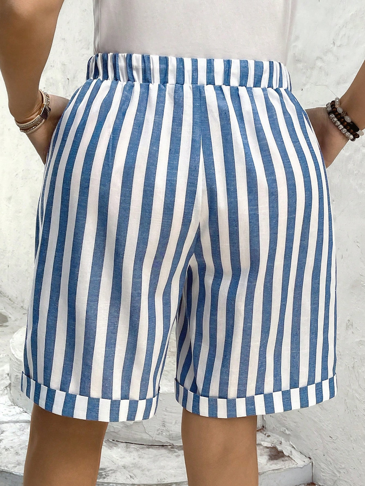 Short  Listrado Plus Size Cordão