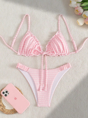 Biquíni Xadrez com Babado