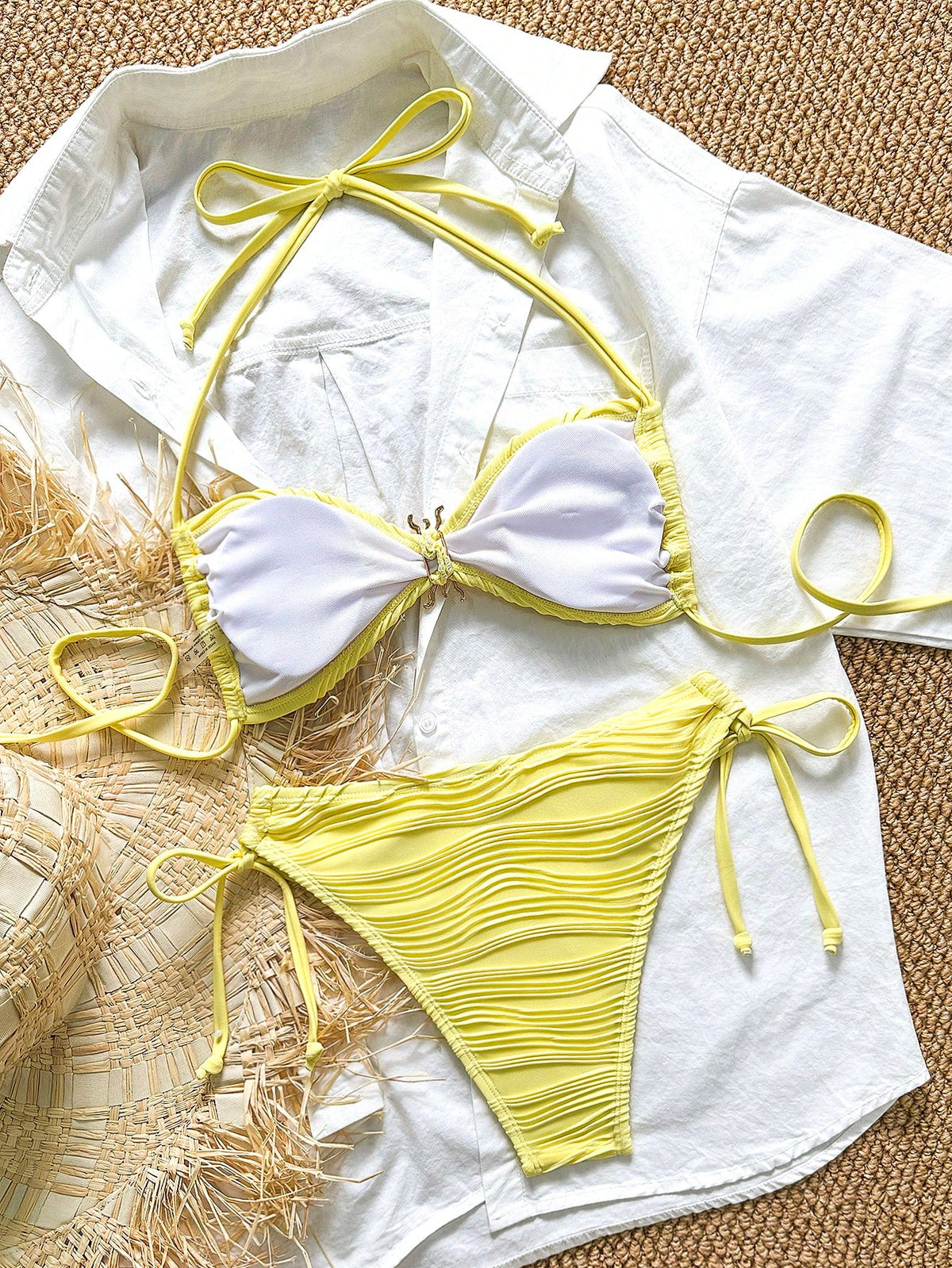 Biquíni Amarelo de Sol Metálico 