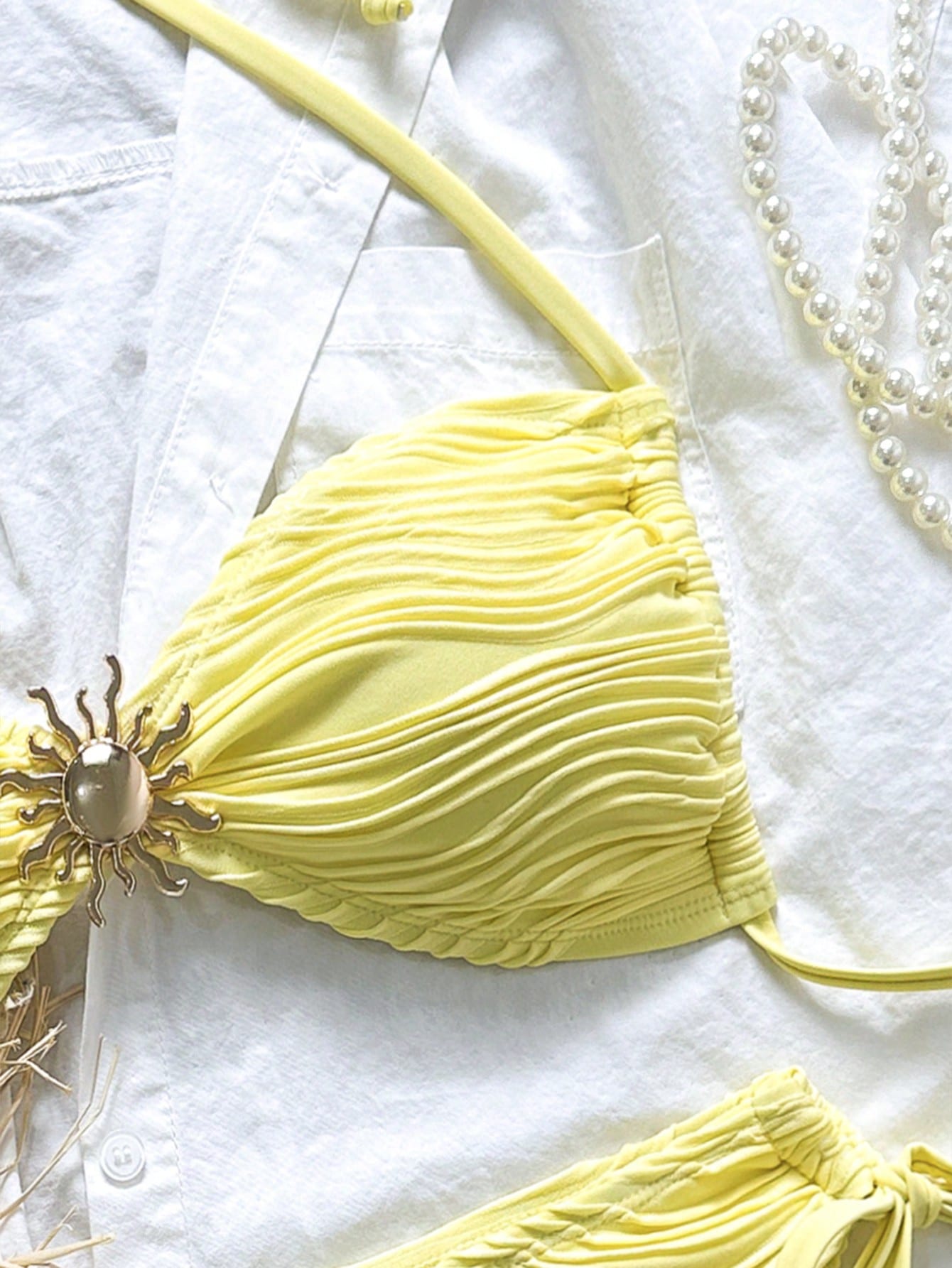 Biquíni Amarelo de Sol Metálico 