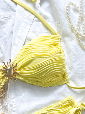 Biquíni Amarelo de Sol Metálico 