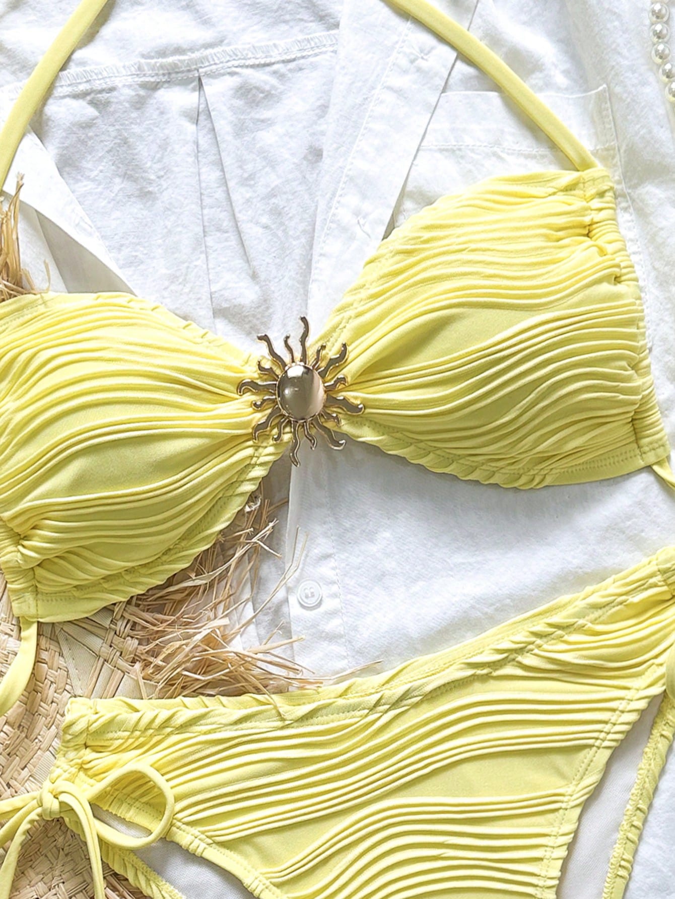 Biquíni Amarelo de Sol Metálico 