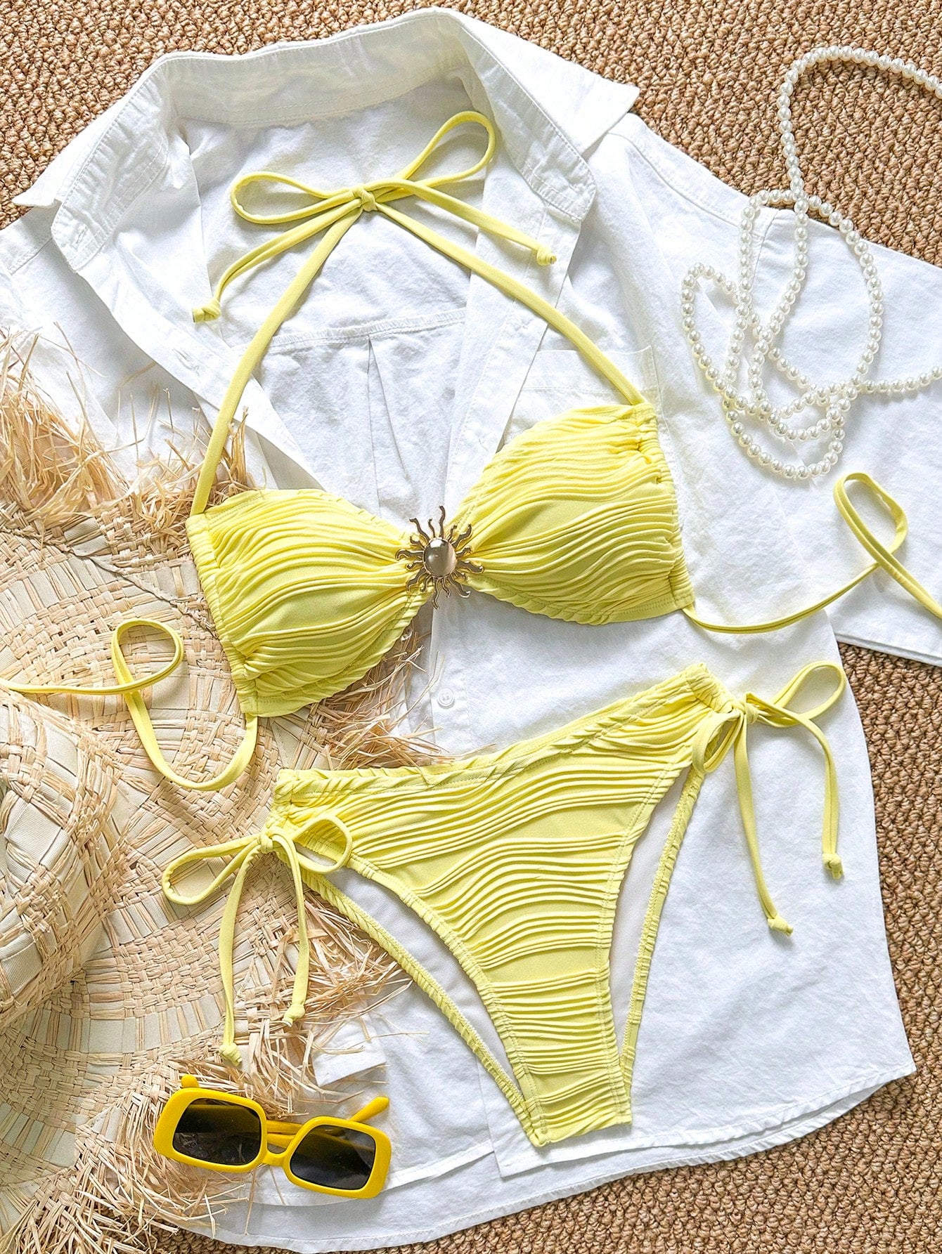 Biquíni Amarelo de Sol Metálico 