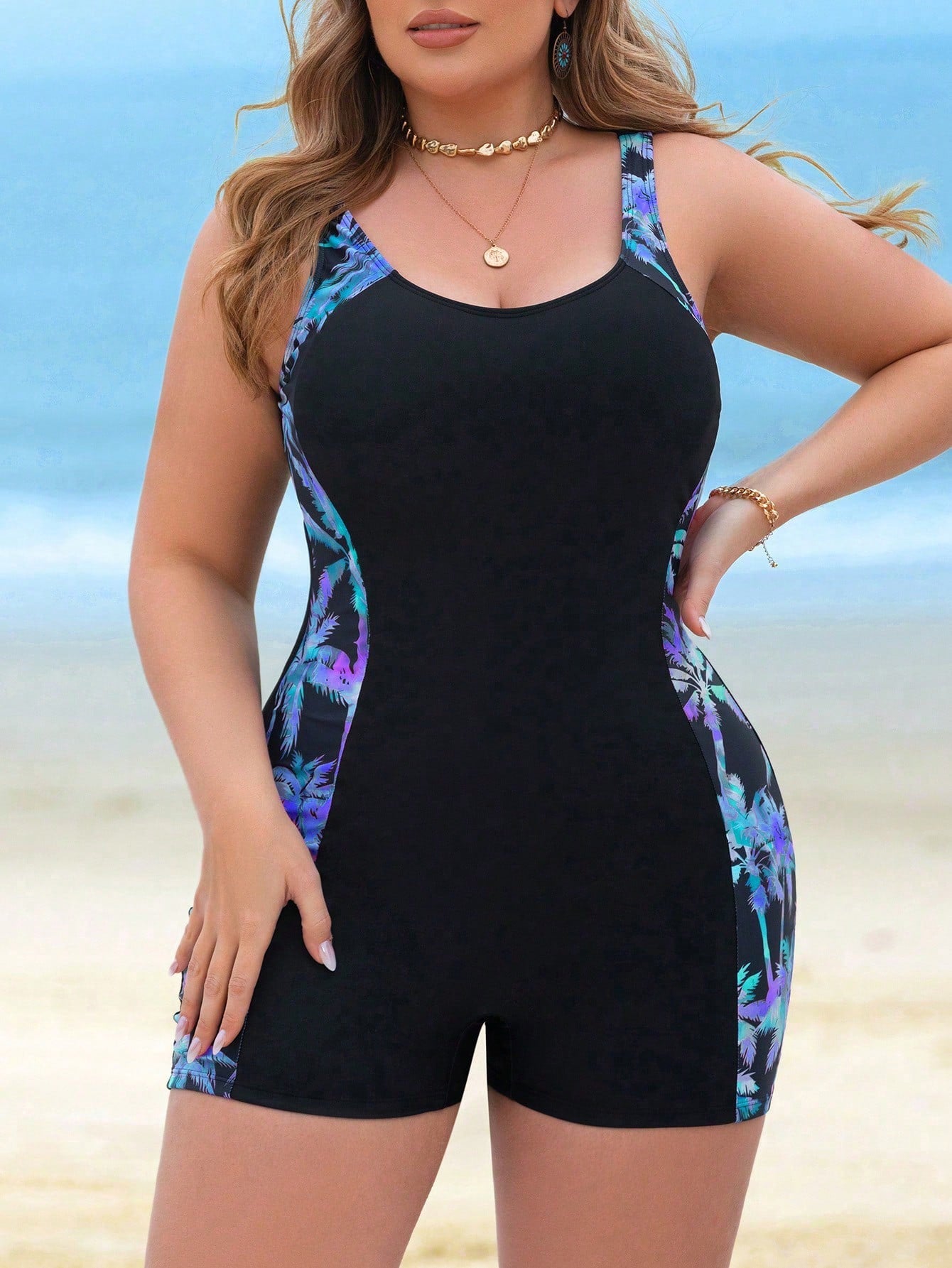 Maiô Hidroginástica Short Plus Size Camille
