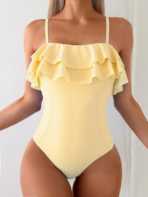 Maiô Casual Listrado Com Babado