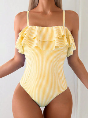 Maiô Casual Listrado Com Babado