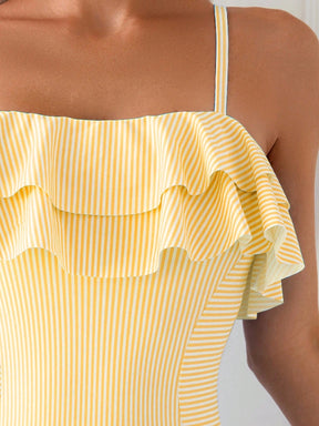 Maiô Casual Listrado Com Babado