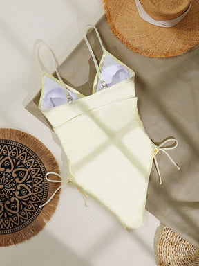 Maiô  Floral Cordão Lateral