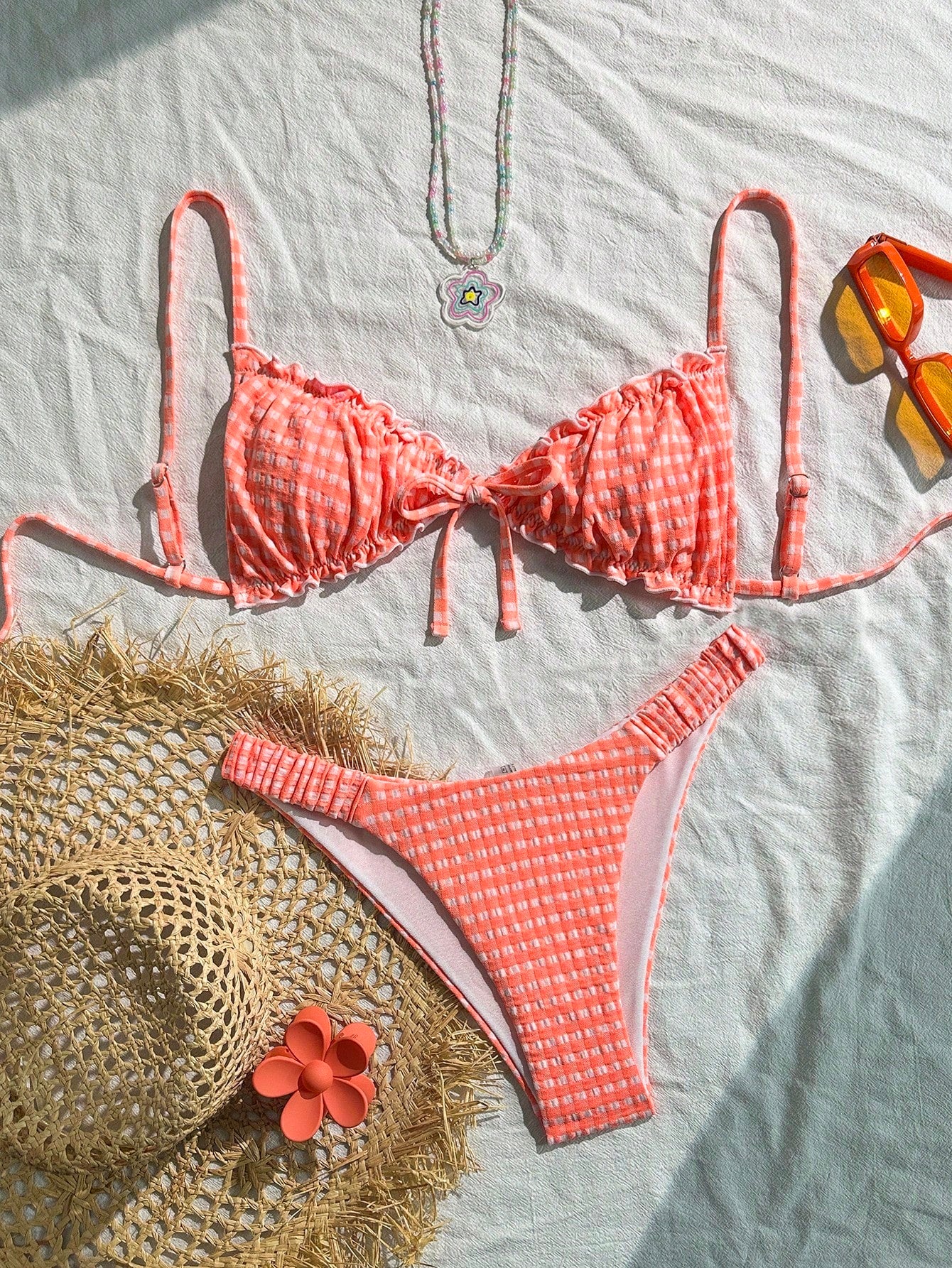 Biquíni Xadrez com Babado