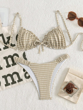 Biquíni Xadrez com Babado