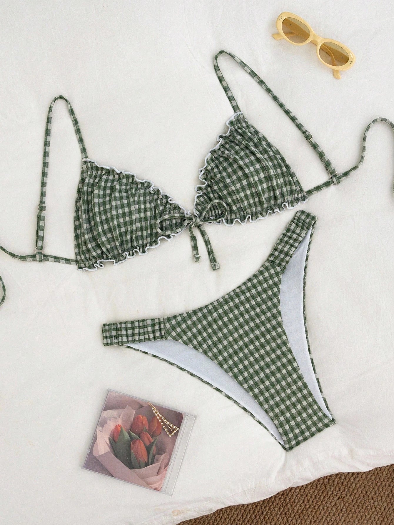 Biquíni Xadrez com Babado