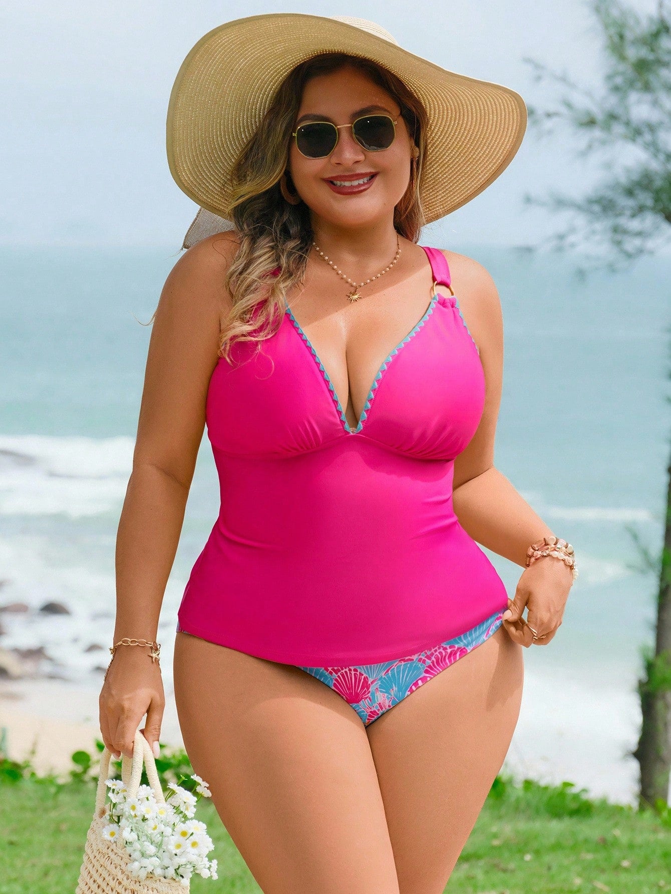 Tankini Plus Size Pink