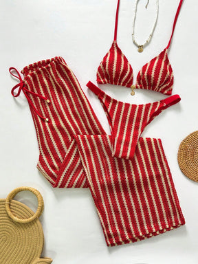 Conjunto Biquíni 3 Peças Tricô Elegante Ariela G