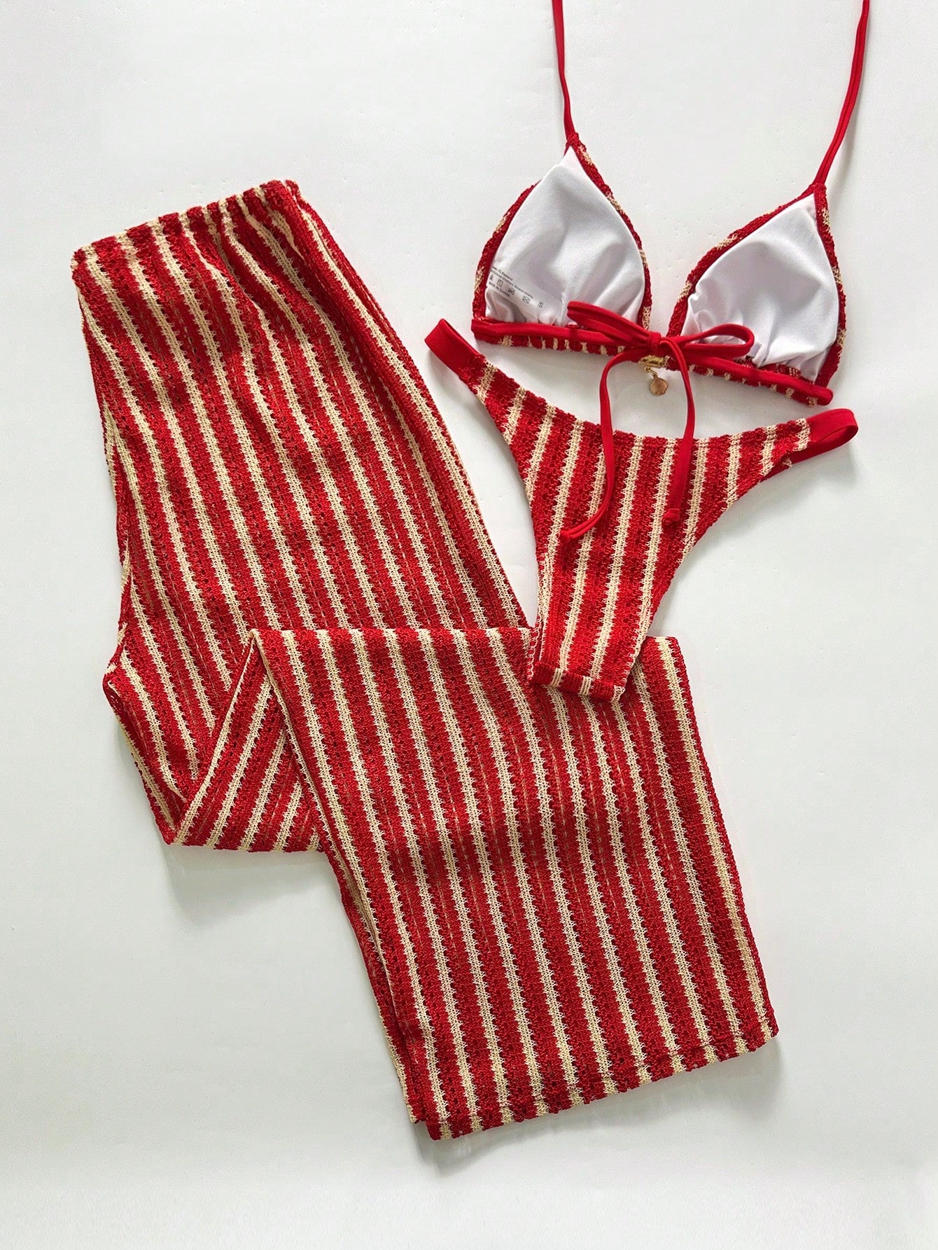 Conjunto Biquíni 3 Peças Tricô Elegante Ariela G