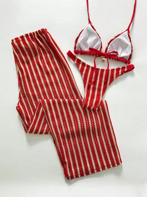 Conjunto Biquíni 3 Peças Tricô Elegante Ariela G