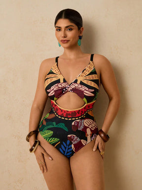Maiô Elegante Tropical Plus Size