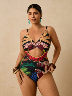 Maiô Elegante Tropical Plus Size