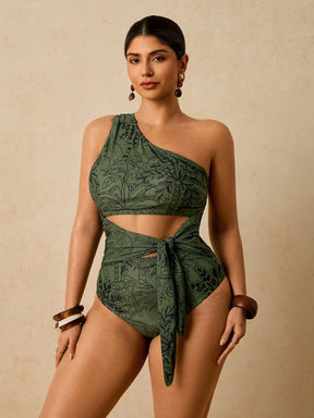 Maiô Elegante Plantas Plus Size