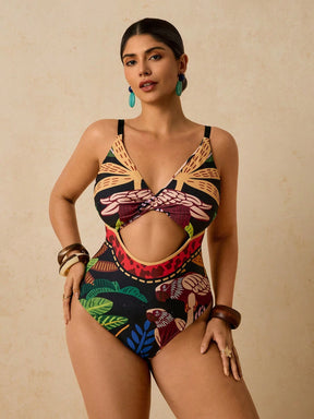 Maiô Elegante Tropical Plus Size