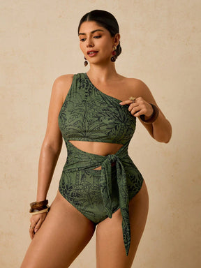 Maiô Elegante Plantas Plus Size