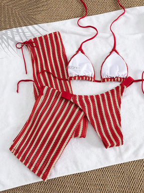 Conjunto Biquíni 3 Peças Tricô Rebeca