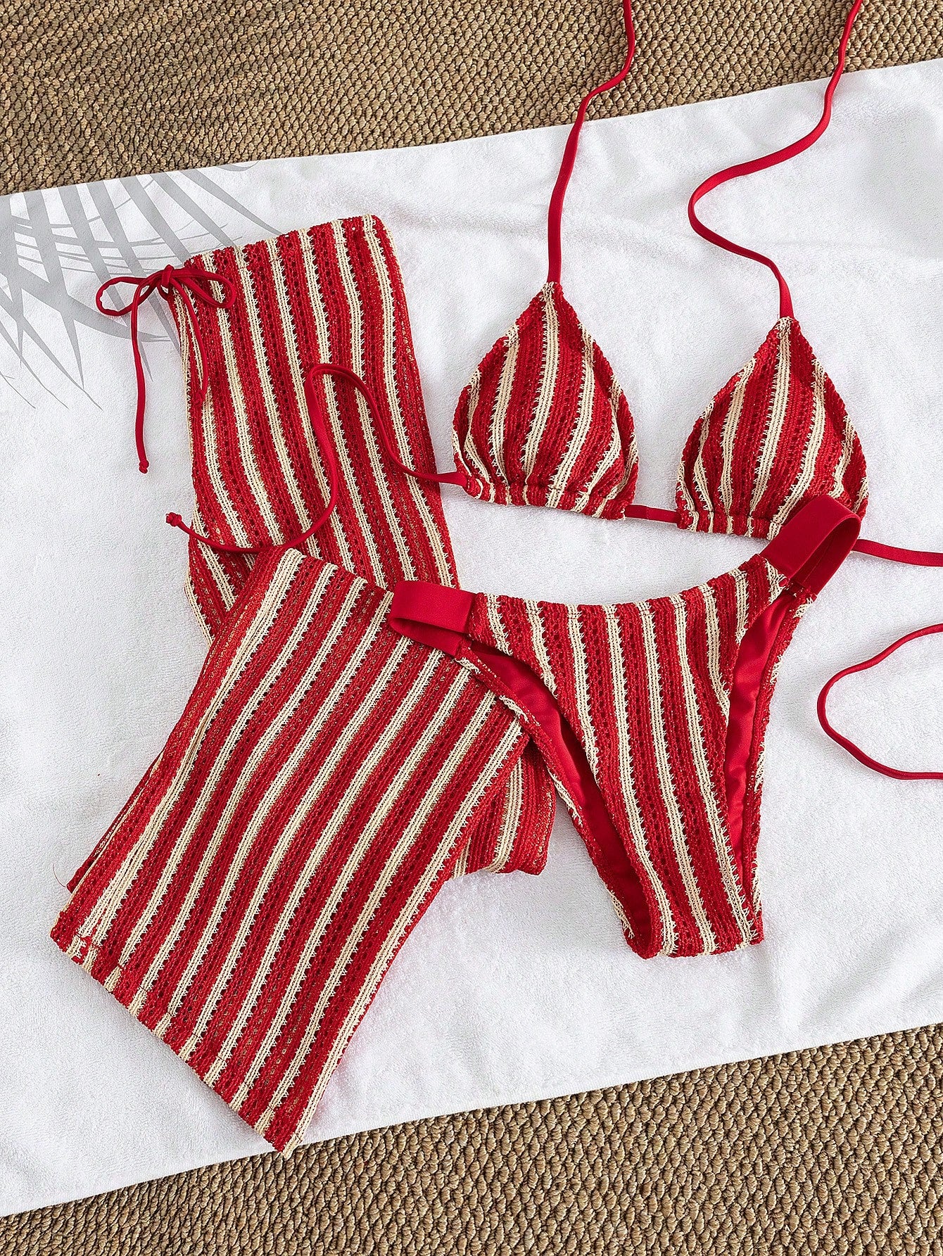 Conjunto Biquíni 3 Peças Tricô Rebeca