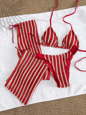 Conjunto Biquíni 3 Peças Tricô Rebeca