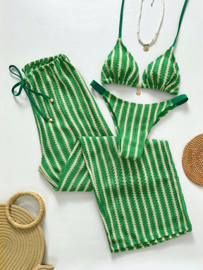 Conjunto Biquíni 3 Peças Tricô Elegante Ariela