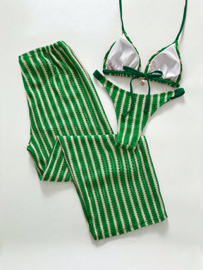 Conjunto Biquíni 3 Peças Tricô Elegante Ariela
