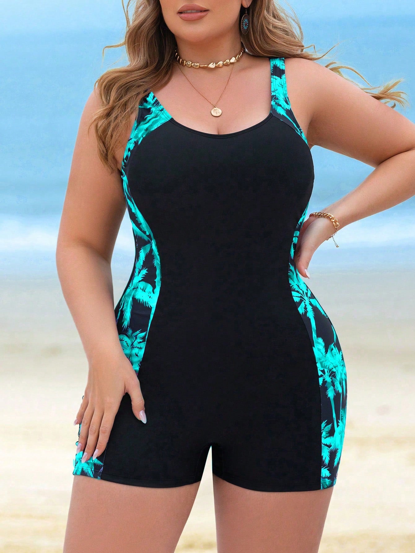 Maiô Hidroginástica Short Plus Size Camille