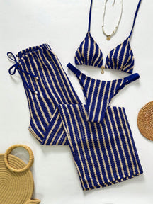 Conjunto Biquíni 3 Peças Tricô Elegante Ariela