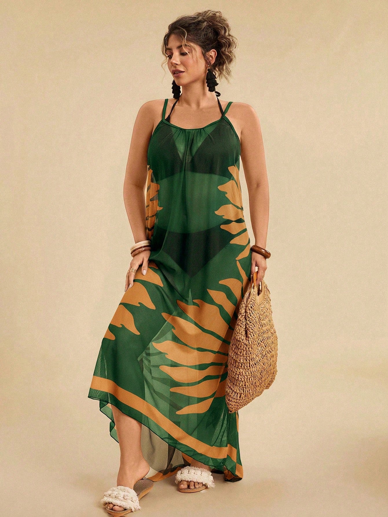 Vestido De Praia Plus Size Floral