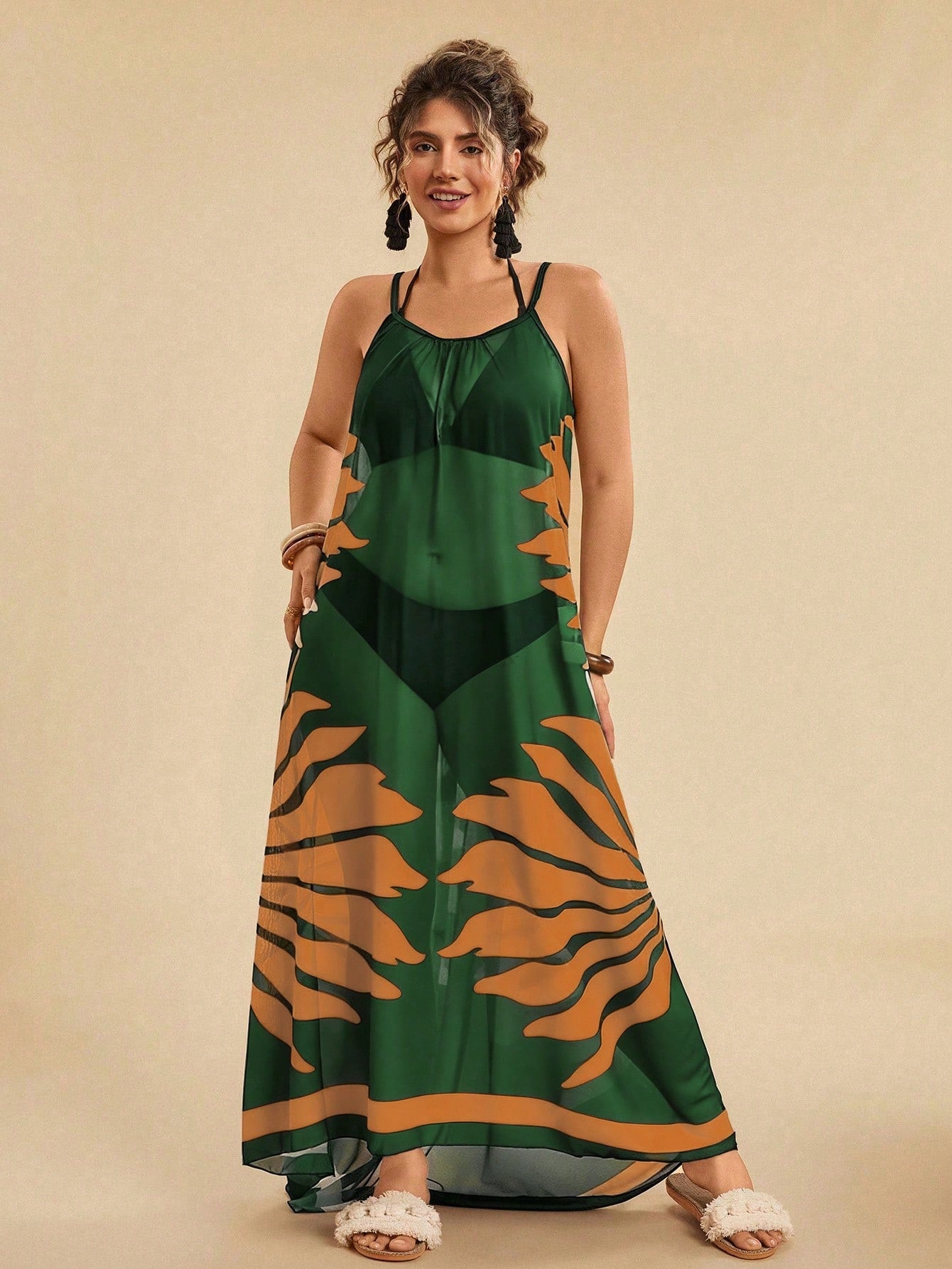 Vestido De Praia Plus Size Floral