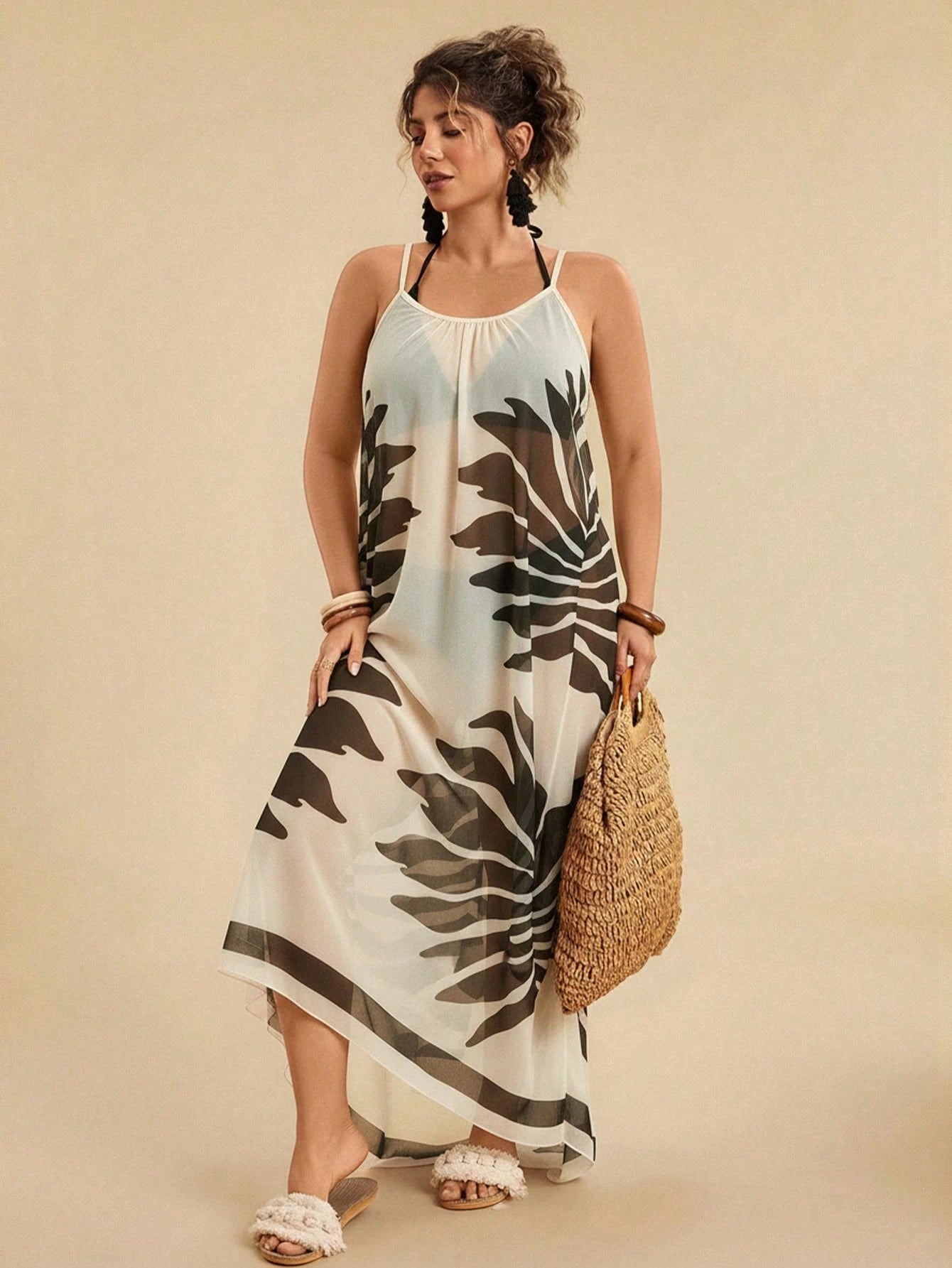 Vestido De Praia Plus Size Floral