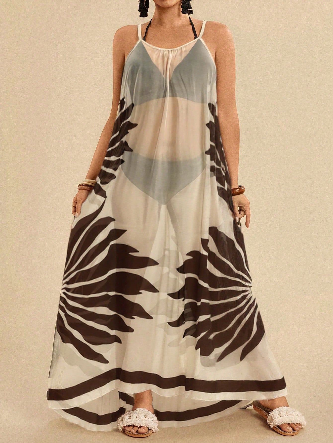 Vestido De Praia Plus Size Floral