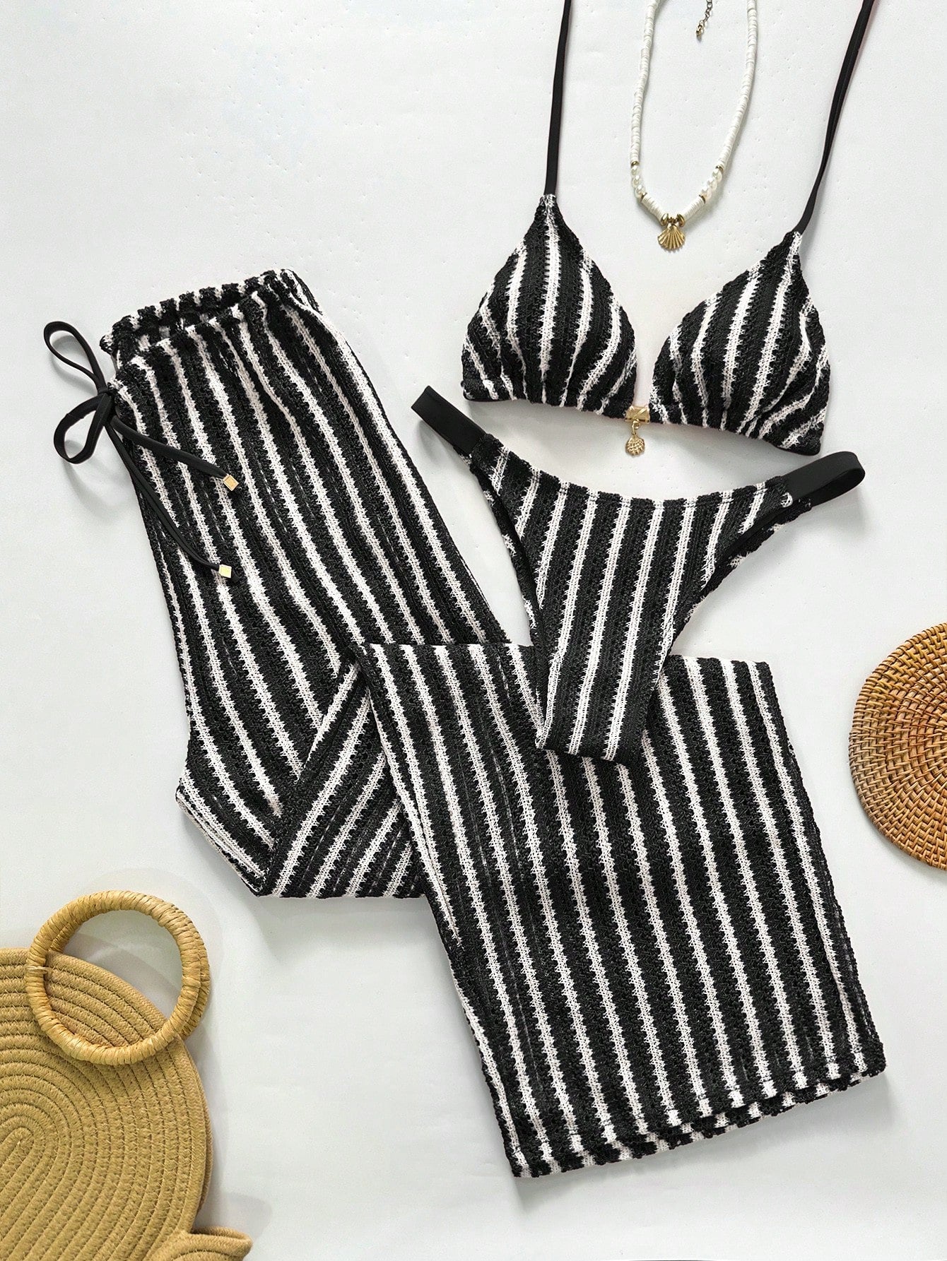 Conjunto Biquíni 3 Peças Tricô Elegante Ariela
