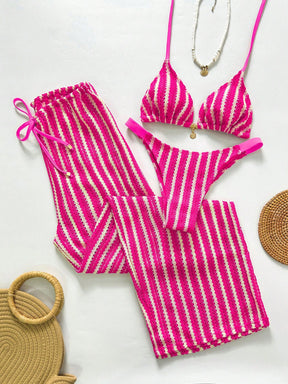 Conjunto Biquíni 3 Peças Tricô Elegante Ariela