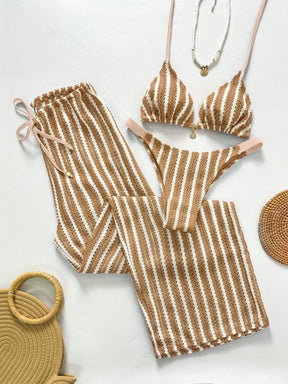Conjunto Biquíni 3 Peças Tricô Elegante Ariela